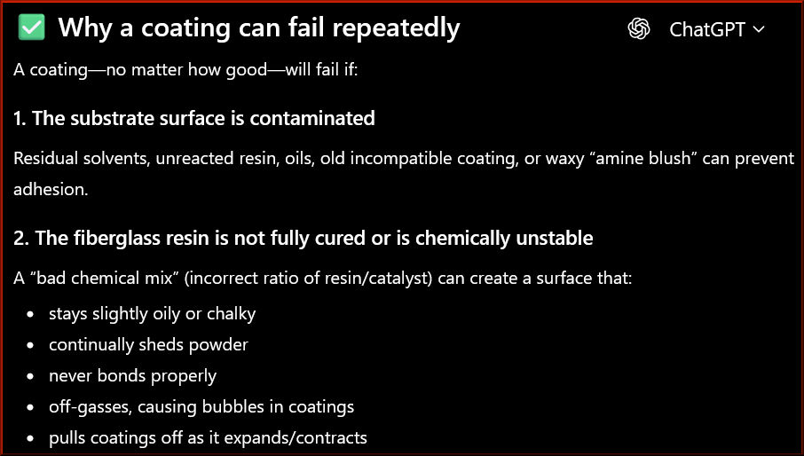 currupted  surface not suitable for any coating